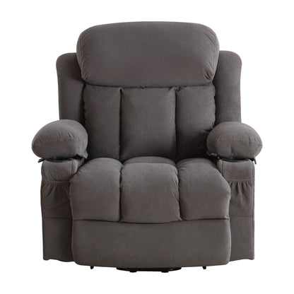 Poltrona reclinabile elettrica beige con riscaldamento, massaggio, USB e telecomando