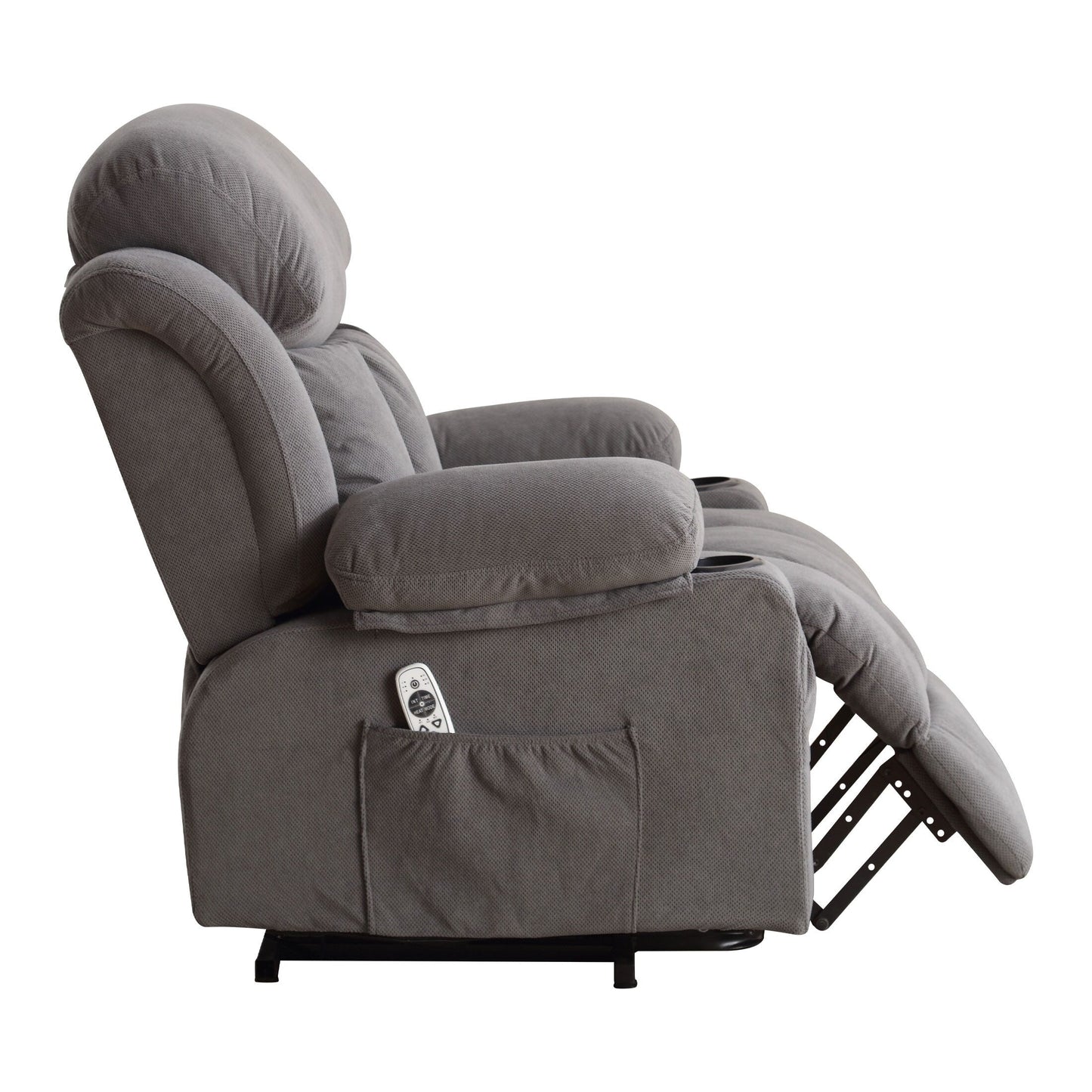 Poltrona reclinabile elettrica beige con riscaldamento, massaggio, USB e telecomando