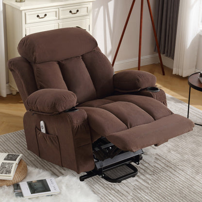 Poltrona reclinabile elettrica beige con riscaldamento, massaggio, USB e telecomando