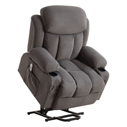 Poltrona reclinabile elettrica beige con riscaldamento, massaggio, USB e telecomando