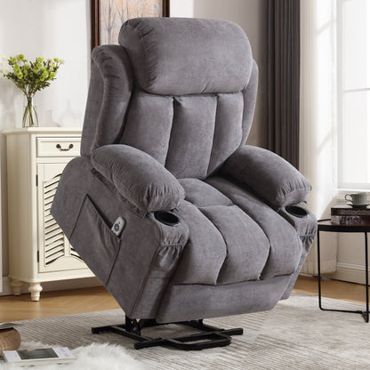 Poltrona reclinabile ergonomica beige con massaggio riscaldato, ricarica USB, tasche laterali e telecomando facile da usare
