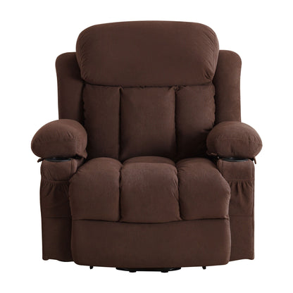 Poltrona reclinabile ergonomica beige con massaggio riscaldato, ricarica USB, tasche laterali e telecomando facile da usare