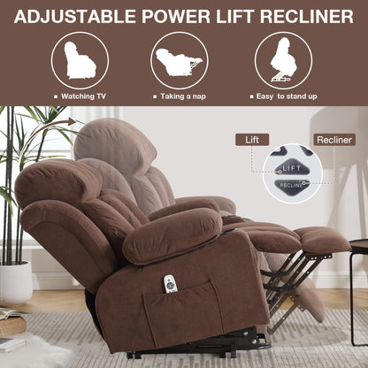 Poltrona reclinabile ergonomica beige con massaggio riscaldato, ricarica USB, tasche laterali e telecomando facile da usare