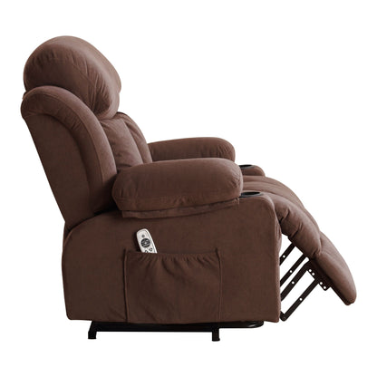 Poltrona reclinabile ergonomica beige con massaggio riscaldato, ricarica USB, tasche laterali e telecomando facile da usare