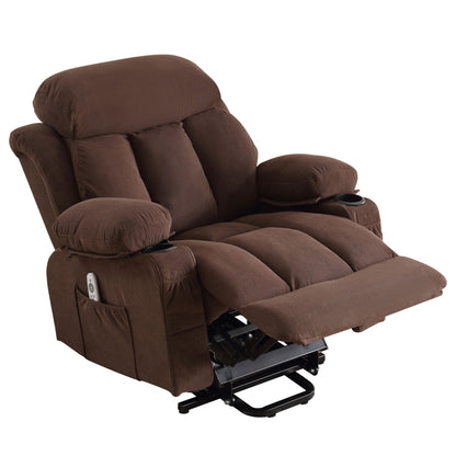 Poltrona reclinabile ergonomica beige con riscaldamento, massaggio, ricarica USB, tasche laterali e telecomando
