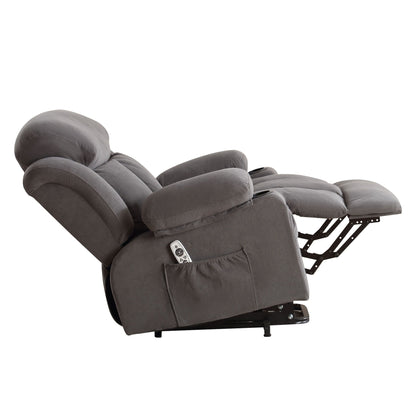 Poltrona reclinabile ergonomica beige con riscaldamento, massaggio, ricarica USB, tasche laterali e telecomando