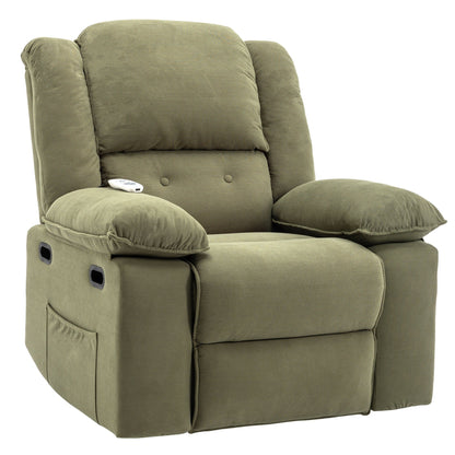 Poltrona reclinabile beige con massaggio riscaldato, infinite posizioni di reclinazione, tasche laterali e braccioli retrattili per il massimo comfort