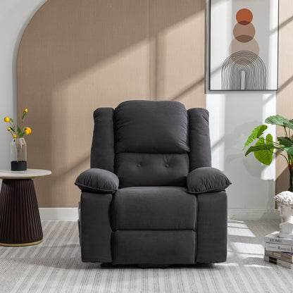 Poltrona reclinabile beige con massaggio riscaldato, infinite posizioni di reclinazione, tasche laterali e braccioli retrattili per il massimo comfort