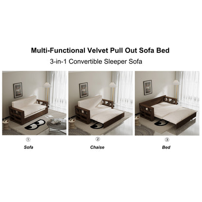 Divano letto trasformabile beige con contenitore