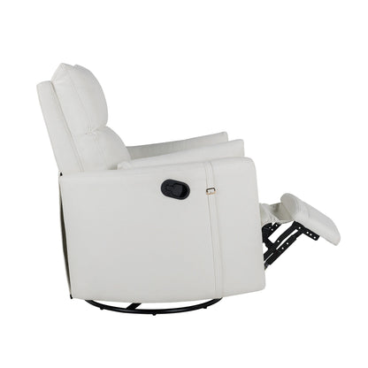 Poltrona reclinabile manuale beige con rotazione a 360° e schienale regolabile, include due cuscini rimovibili