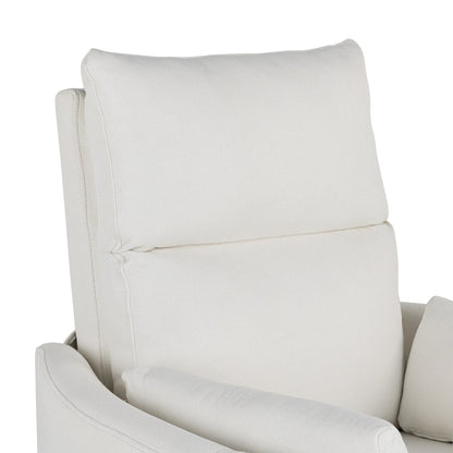 Poltrona reclinabile manuale beige con rotazione a 360° e schienale regolabile, include due cuscini rimovibili