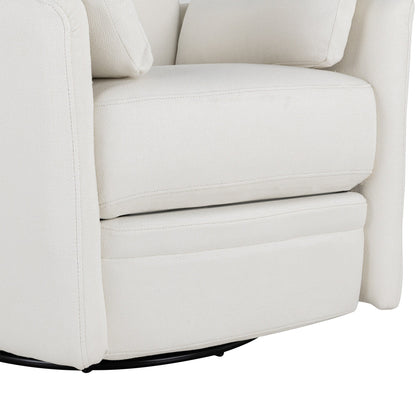 Poltrona reclinabile manuale beige con rotazione a 360° e schienale regolabile, perfetta con due cuscini rimovibili