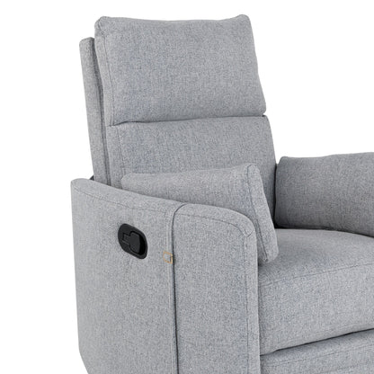 Poltrona reclinabile manuale beige con schienale girevole a 360° e regolabile, include due cuscini rimovibili
