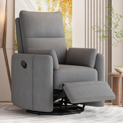 Poltrona reclinabile manuale beige con schienale girevole a 360° e regolabile, include due cuscini rimovibili