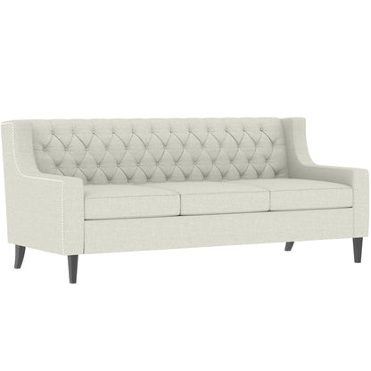 Divano a 3 posti in poliestere beige Mid Century Modern 78,75 con schienale trapuntato a bottoni e comodo cuscino per soggiorno