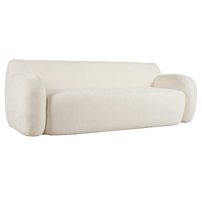 Divano minimalista beige a 3 posti con imbottitura in schiuma ad alta densità