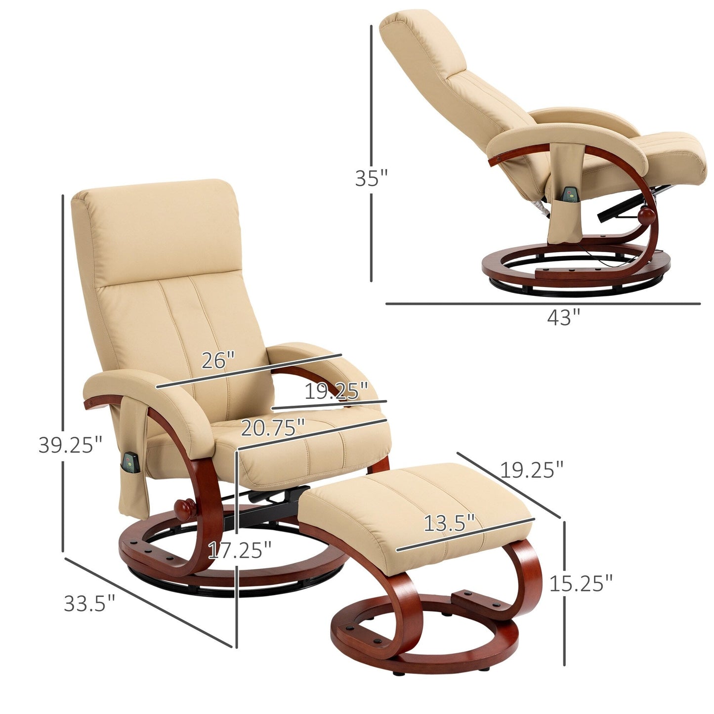 Poltrona reclinabile girevole moderna beige 26