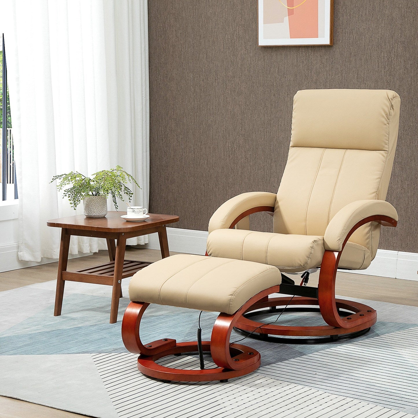 Poltrona reclinabile girevole moderna beige 26