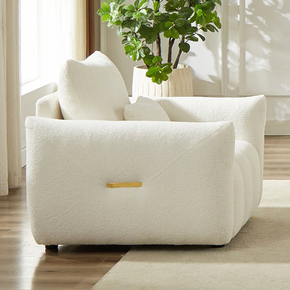 Divano moderno beige 39.7 in tessuto a 1 posto con struttura in legno massello e cuscini in schiuma ad alta resilienza