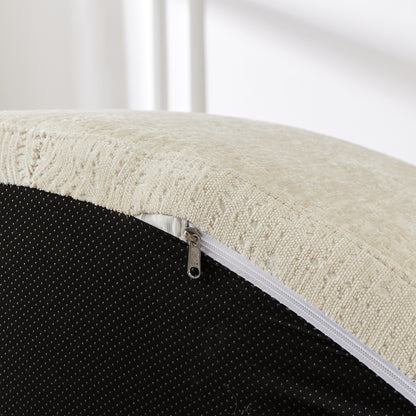 Divano letto singolo moderno beige da 55 pollici in ciniglia e spugna con cuscino per schienale per soggiorno