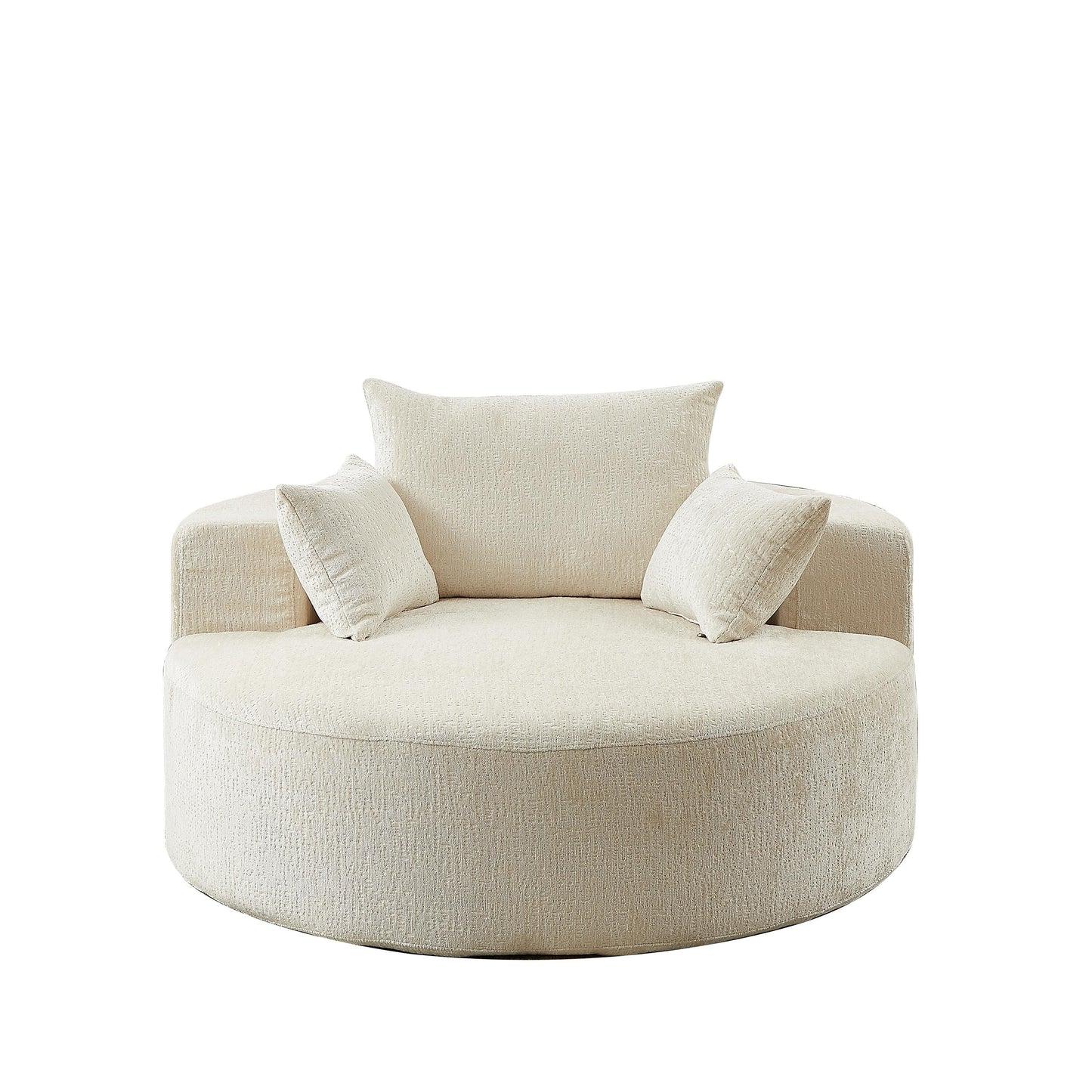 Divano letto singolo moderno beige da 55 pollici in ciniglia e spugna con cuscino per schienale per soggiorno