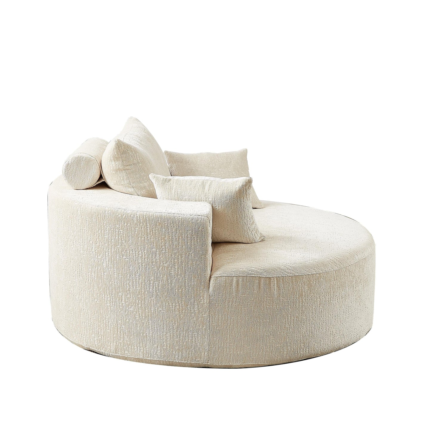 Divano letto singolo moderno beige da 55 pollici in ciniglia e spugna con cuscino per schienale per soggiorno