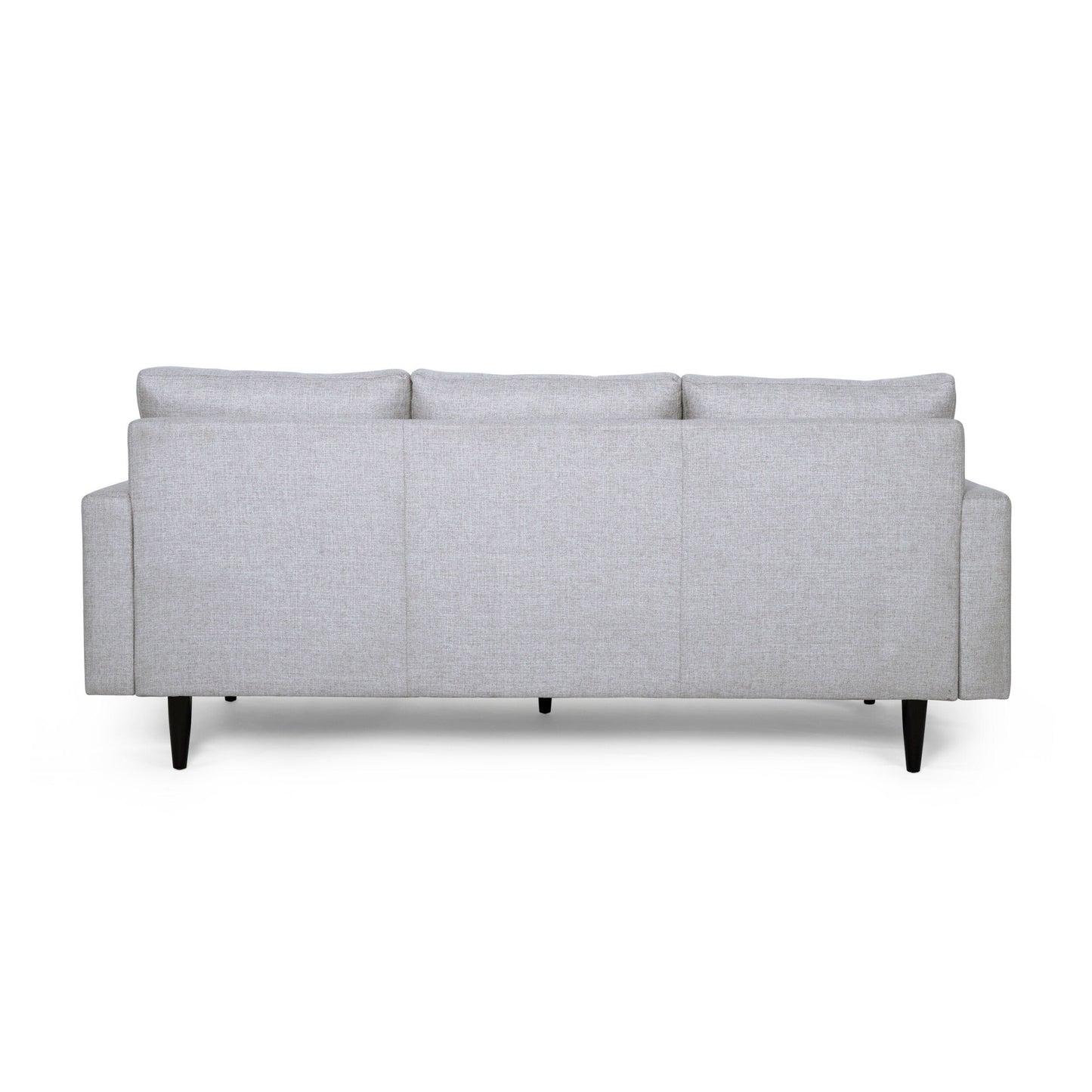 Divano moderno beige 82,75 con bottoni, trapuntato, a 3 posti, con gambe in legno di betulla per soggiorno
