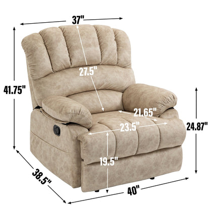 Poltrona reclinabile in tessuto beige oversize con reclinazione manuale