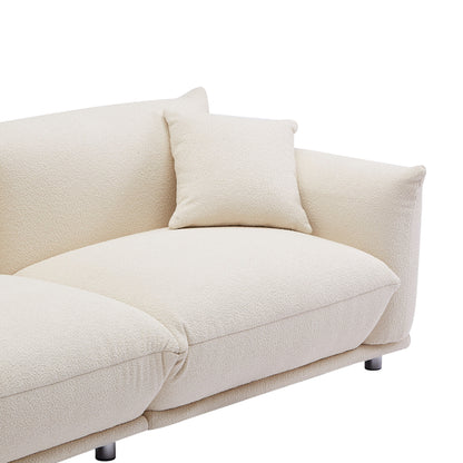 Divano a due posti beige oversize con gambe in metallo