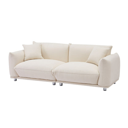 Divano a due posti beige oversize con gambe in metallo