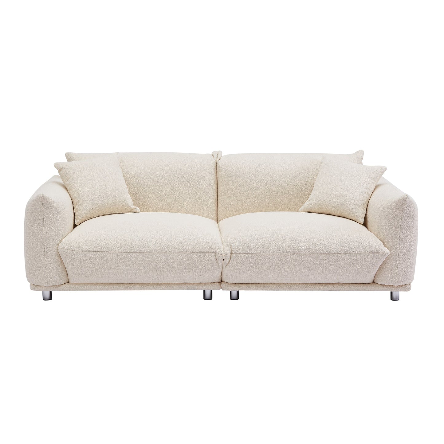 Divano a due posti beige oversize con gambe in metallo