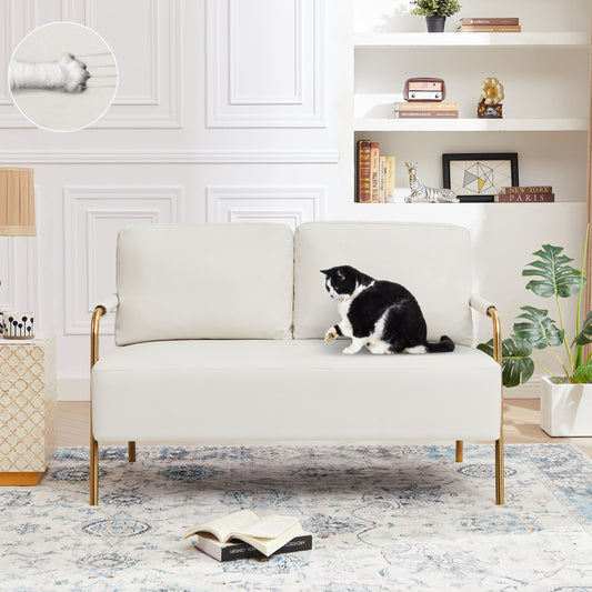 Divano a due posti in tessuto beige adatto agli animali domestici con cuscino rimovibile