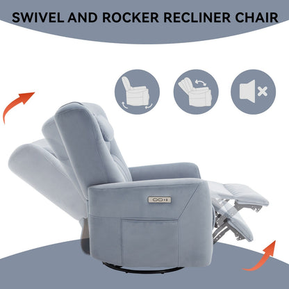 Poltrona reclinabile elettrica beige con movimento girevole, oscillante e cuscino lombare
