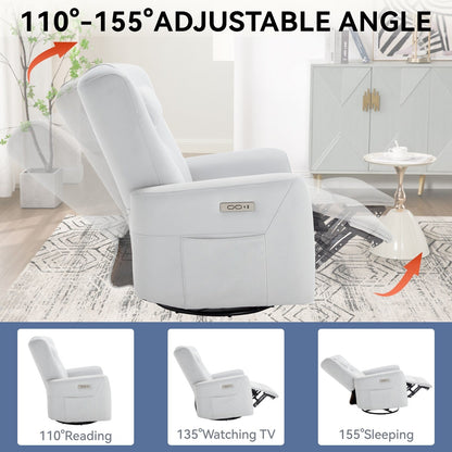 Poltrona reclinabile elettrica beige con movimento girevole, oscillante e cuscino lombare