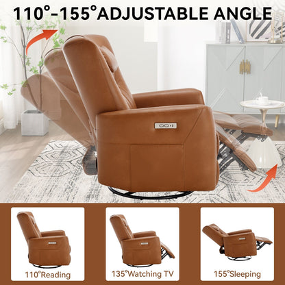 Poltrona reclinabile elettrica beige con movimento girevole, oscillante e cuscino lombare