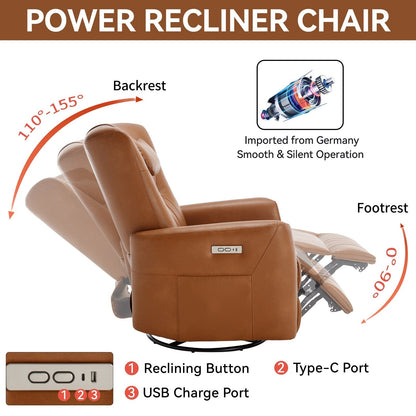 Poltrona reclinabile elettrica beige con movimento girevole, oscillante e cuscino lombare