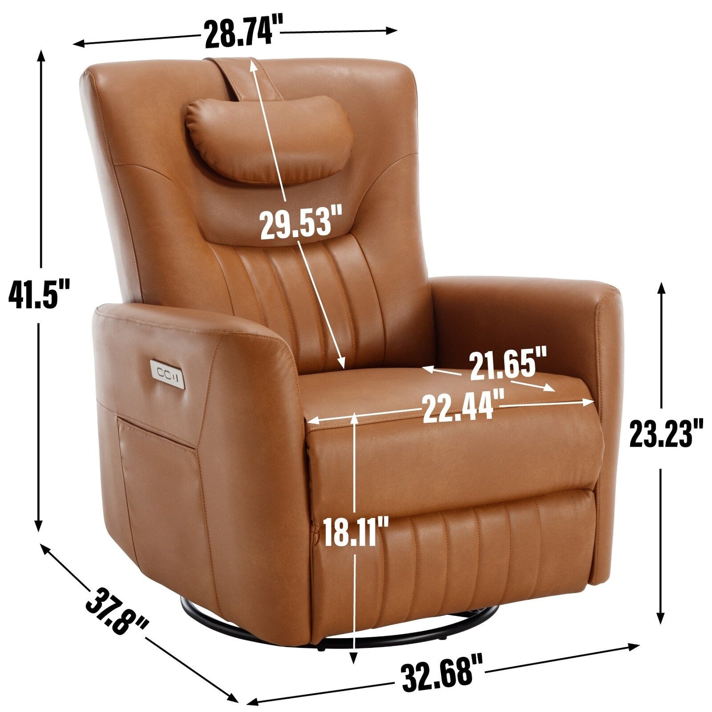 Poltrona reclinabile elettrica beige con supporto lombare e porte USB