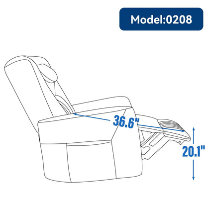 Poltrona reclinabile elettrica beige con supporto lombare e porte USB