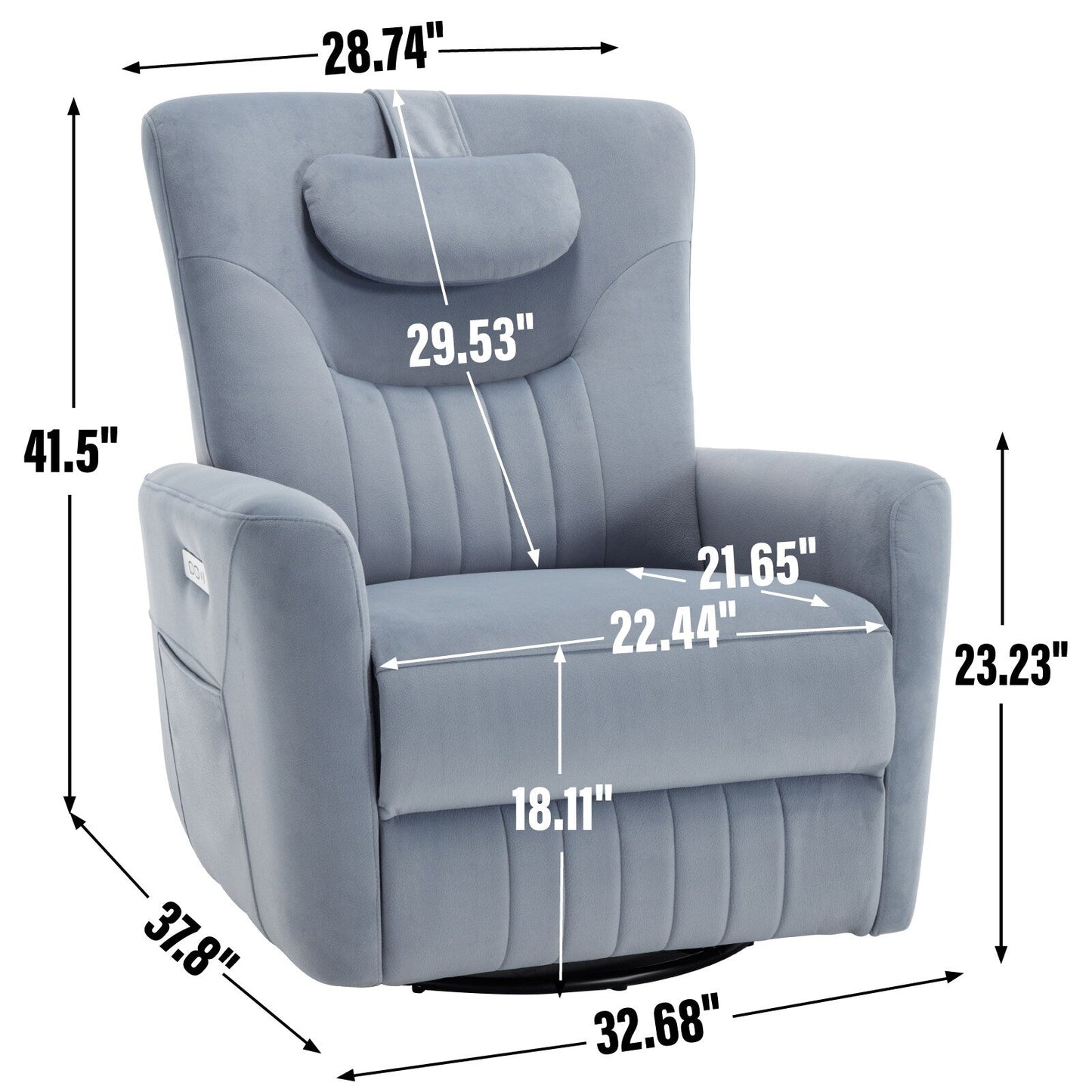 Poltrona reclinabile elettrica beige con supporto lombare e porte USB