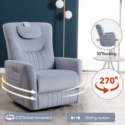 Poltrona reclinabile elettrica beige con supporto lombare e porte USB