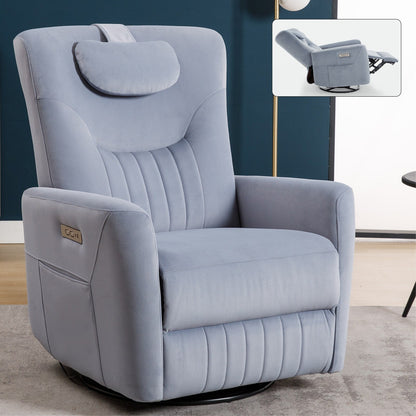 Poltrona reclinabile elettrica beige con supporto lombare e porte USB