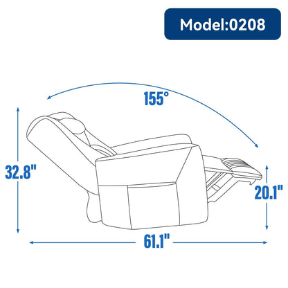Poltrona reclinabile elettrica beige con supporto lombare e porte USB