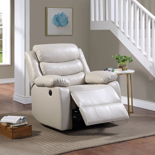Poltrona reclinabile elettrica in pelle sintetica beige