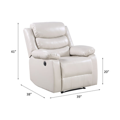 Poltrona reclinabile elettrica in pelle sintetica beige