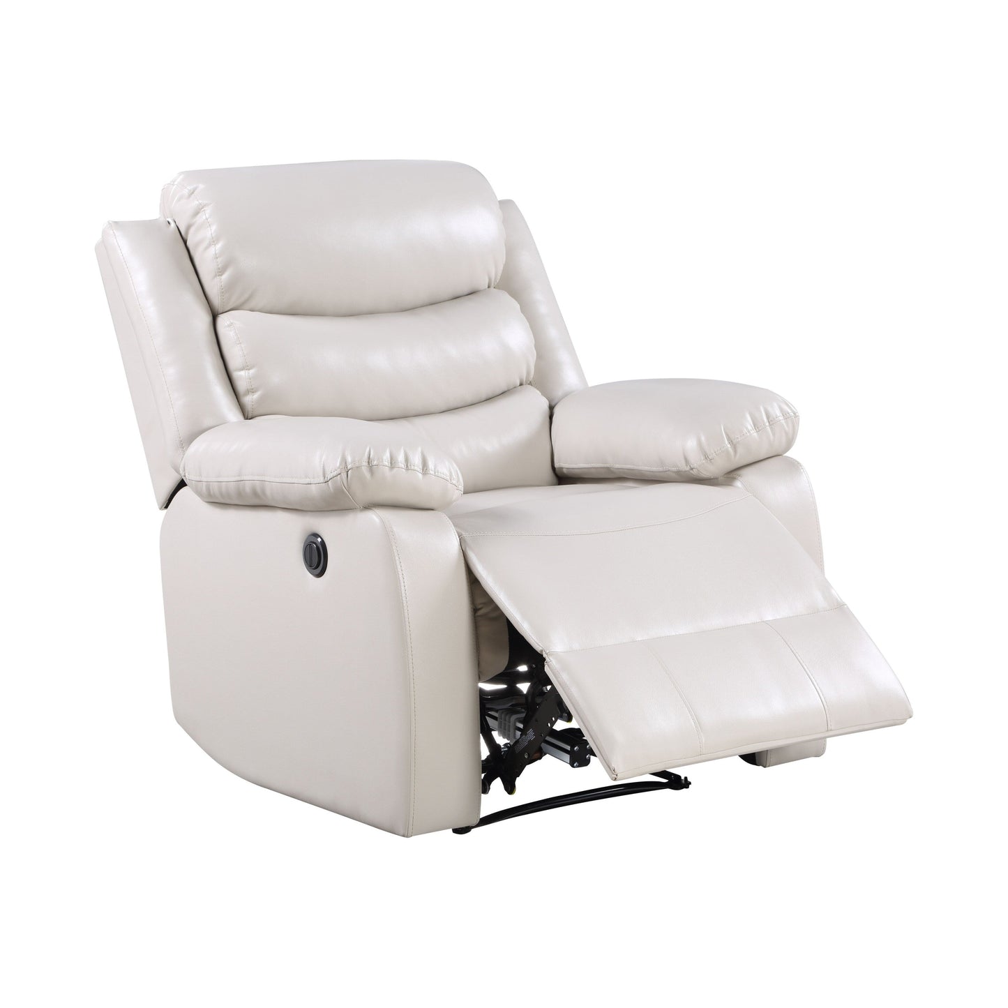 Poltrona reclinabile elettrica in pelle sintetica beige
