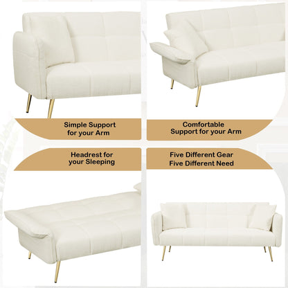 Divano letto futon convertibile in pile beige