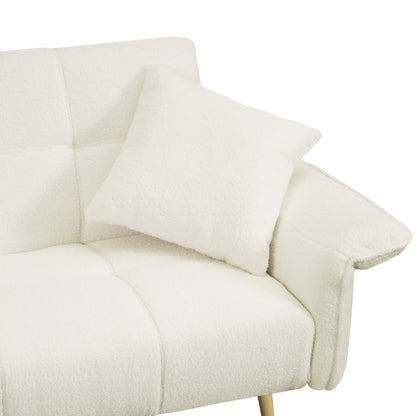 Divano letto futon convertibile in pile beige