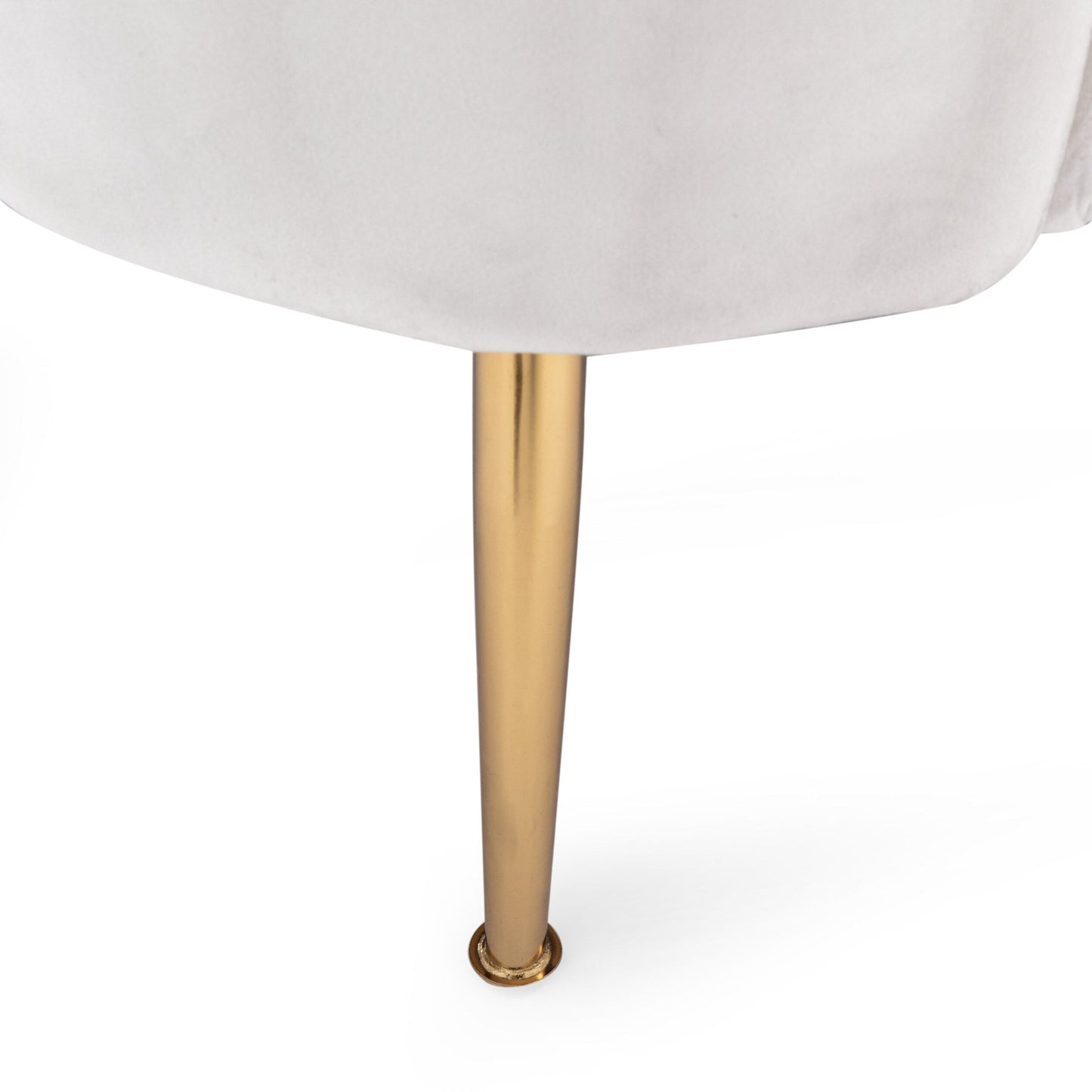 Divano a 3 posti in velluto beige con cuciture a canale e gambe in metallo