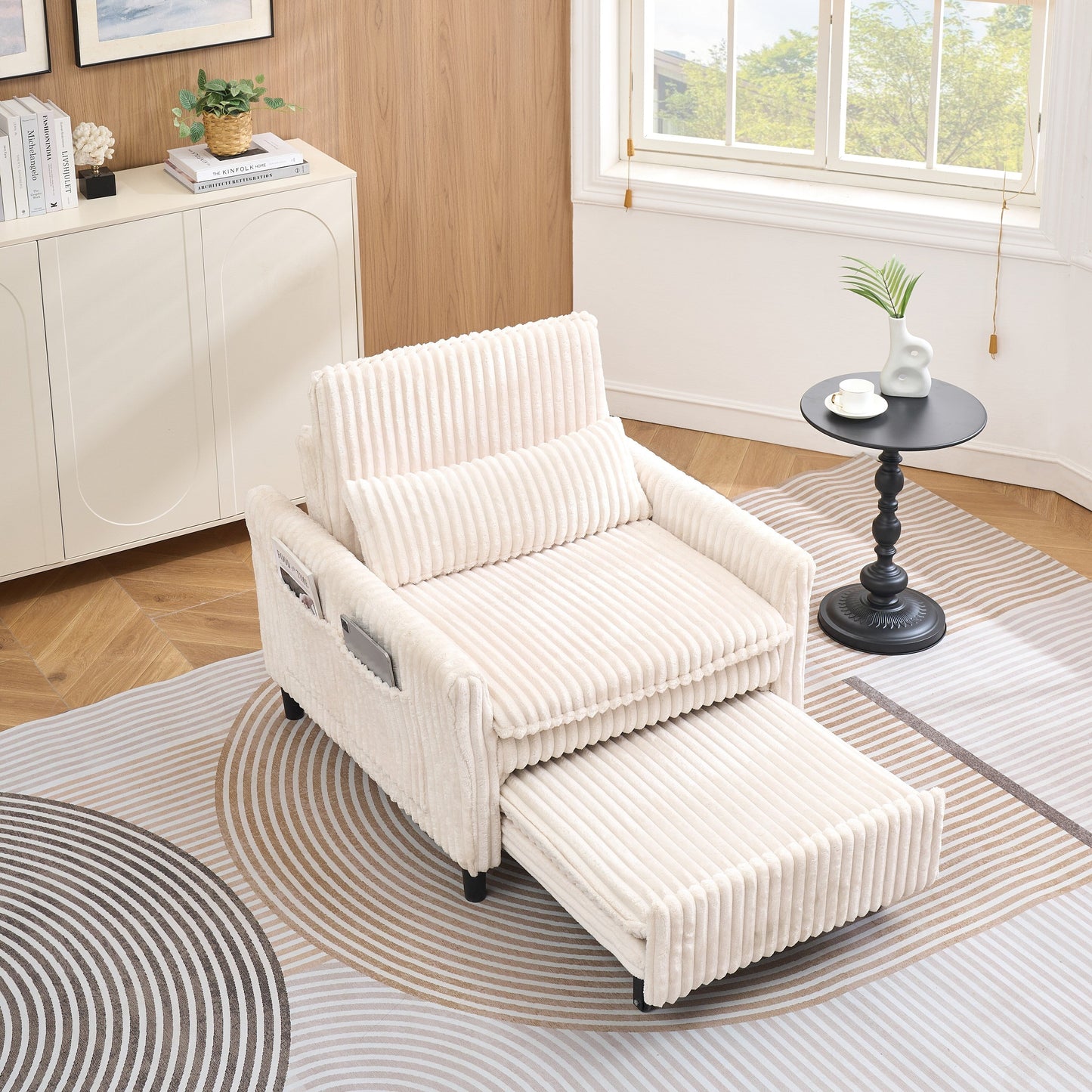 Comoda sedia beige per piccolo appartamento, camera da letto, balcone, divano letto piccolo, divano pigro, divano con cuscino