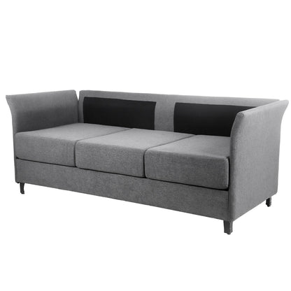 Divano staccabile a 3 posti in lino beige+grigio con struttura in metallo